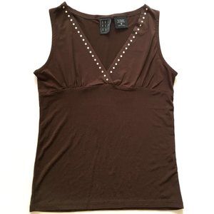 *3/$15* Due Per Due Brown Stretch Blouse